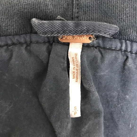 Free People Oversized Solid Knit Mixed Cargo Jacket Steel Blue Gray Rare HTF Y2K - Picture 12 of 14